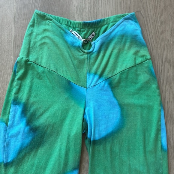 $160 Arthur Apparel Ring Green and Blue Spotted Flare Out Pants 0097 - Picture 5 of 10
